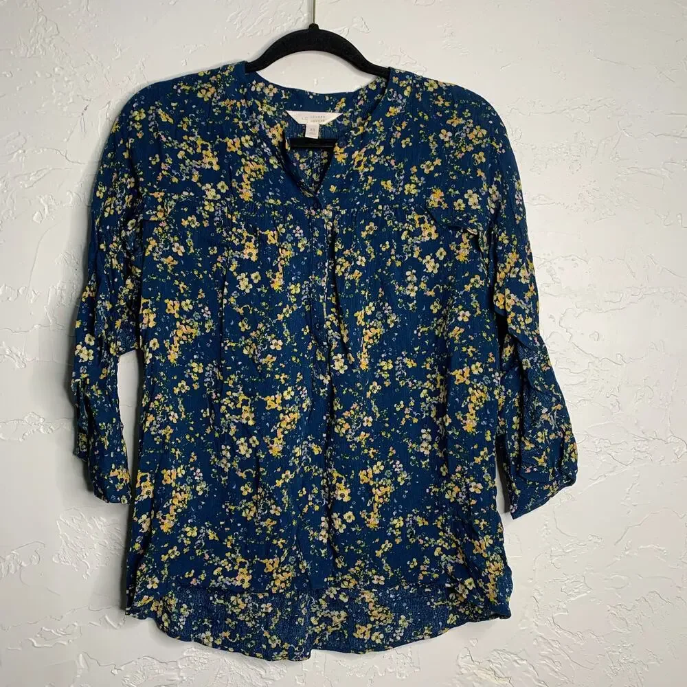LC Lauren Conrad Floral Blouse Womens XS cottagcore fairycore bohemian boho chic